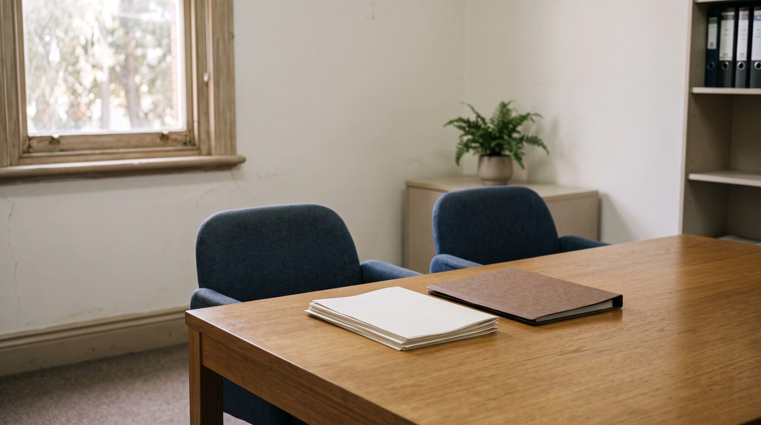 Contesting a will in NSW: documents and two chairs at a quiet meeting table before a family provision discussion
