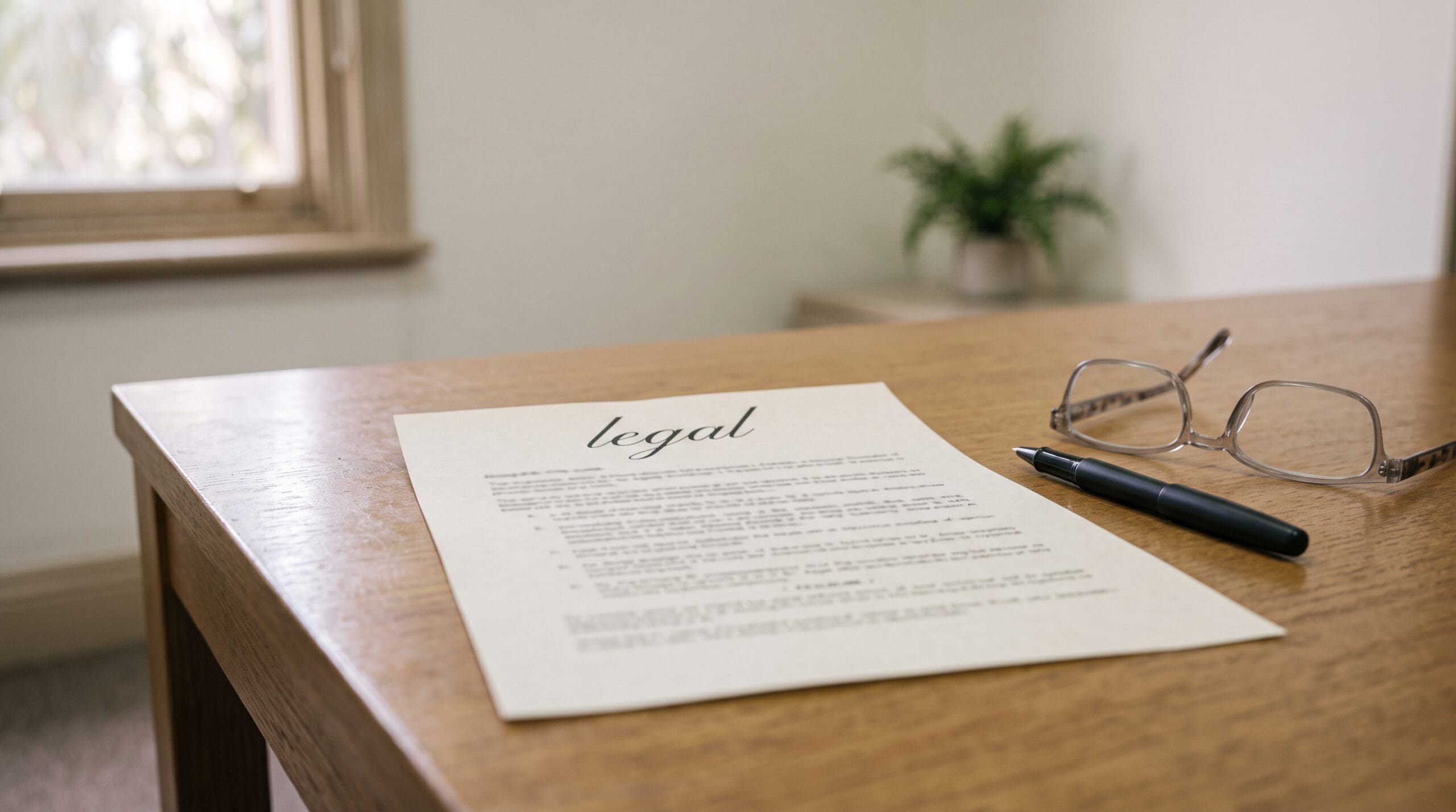 Probate in NSW: a signed will, reading glasses and a pen on an executor's desk before a grant is applied for